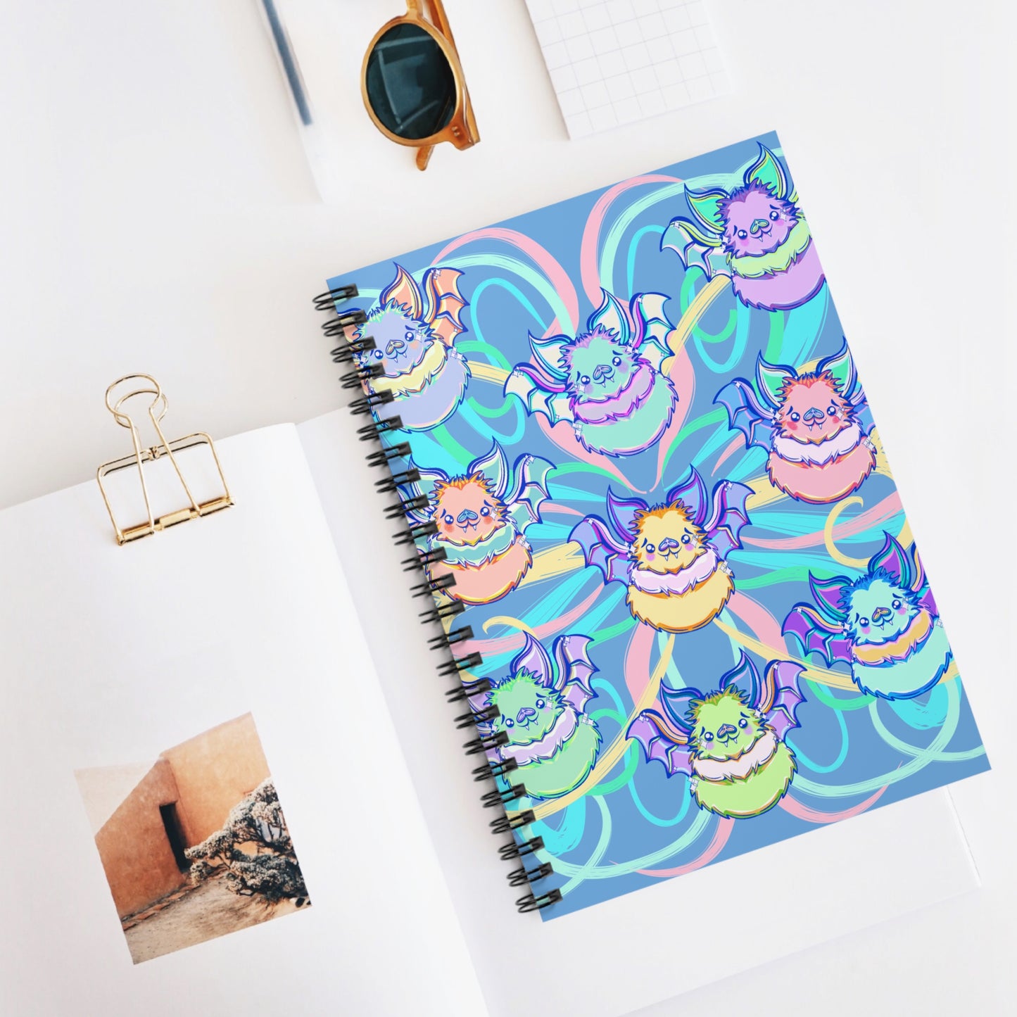 Freakin Rainbow Bats Spiral Notebook - Ruled Line