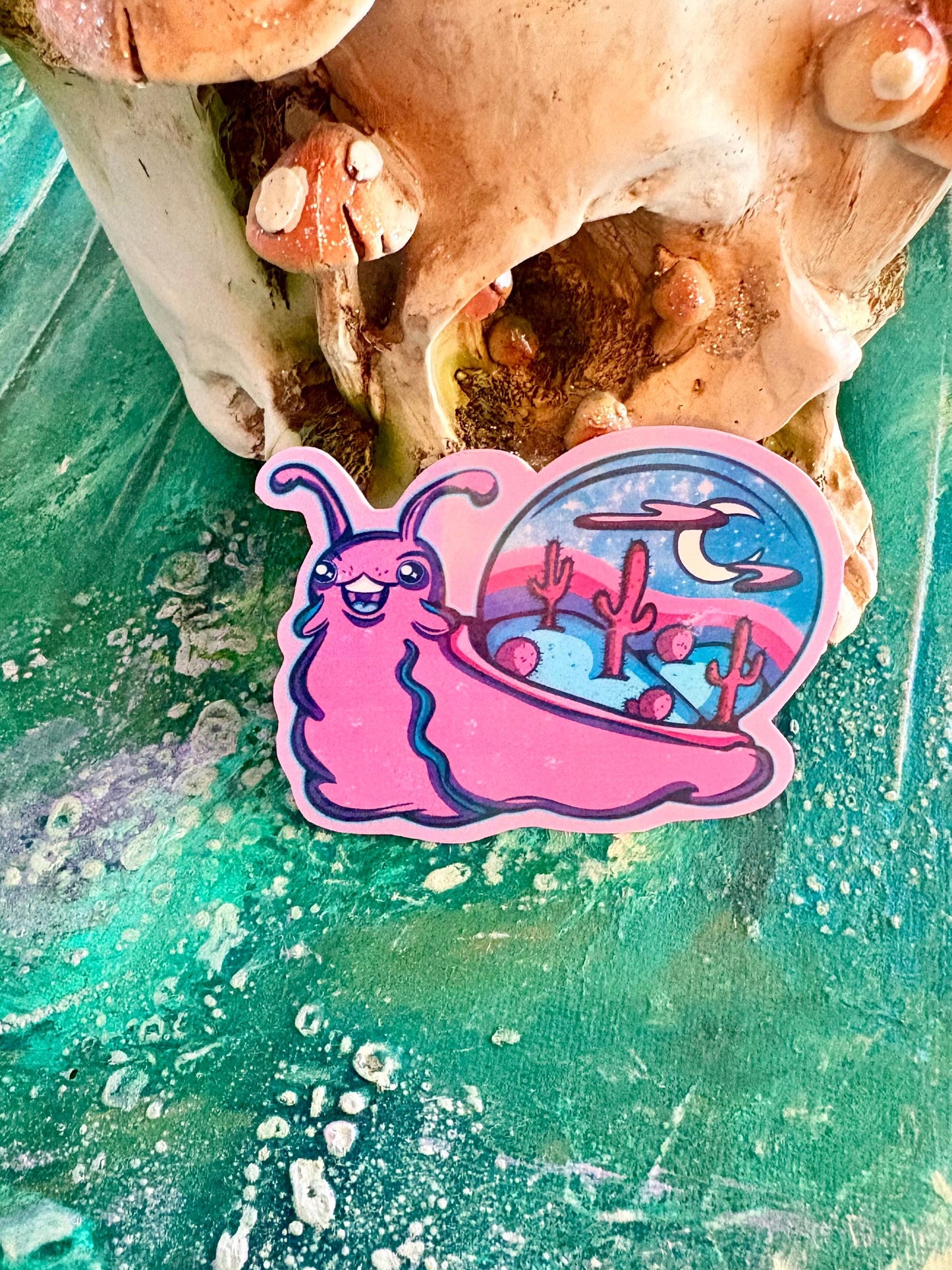 Handmade Desert Snail Sticker: Holographic Hand Drawn Art - Journaling Stickers