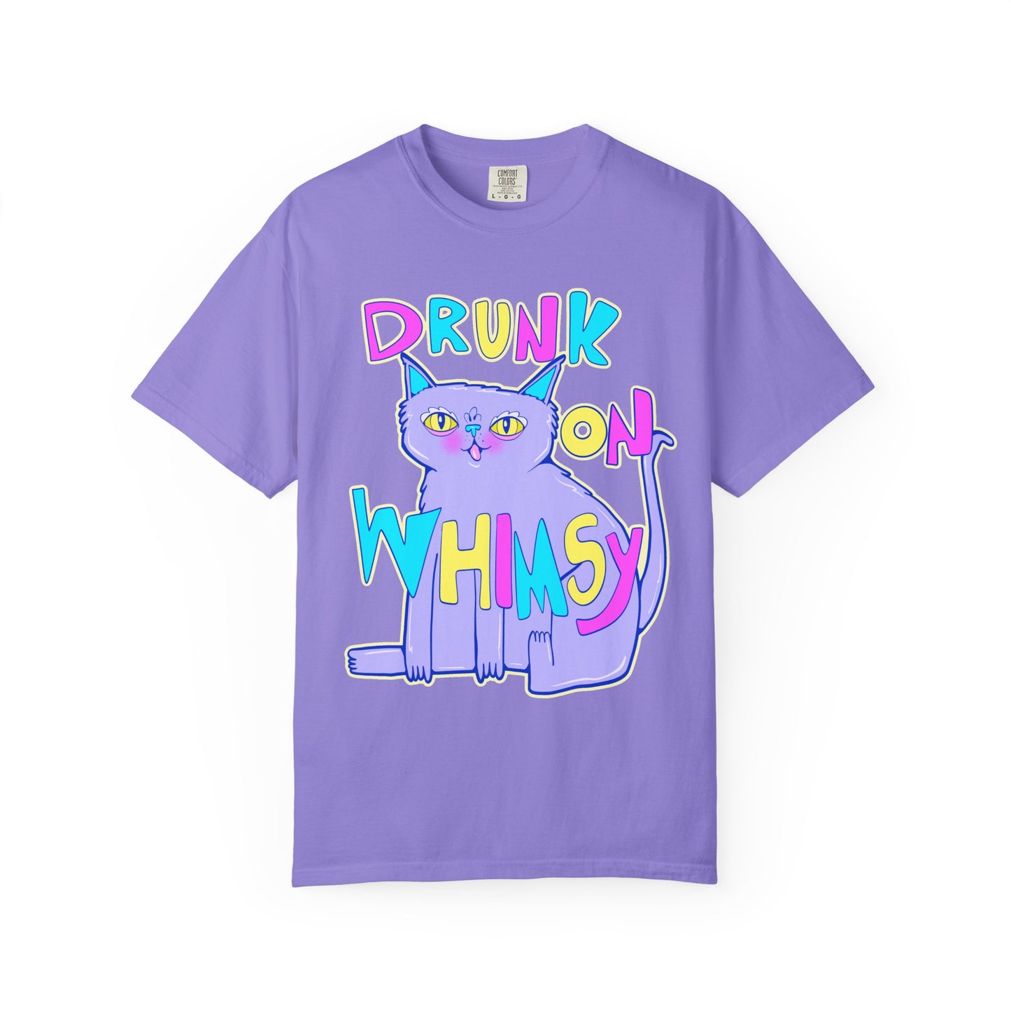 Drunk On Whimsy Cat Tee - Unisex Garment-Dyed T-shirt