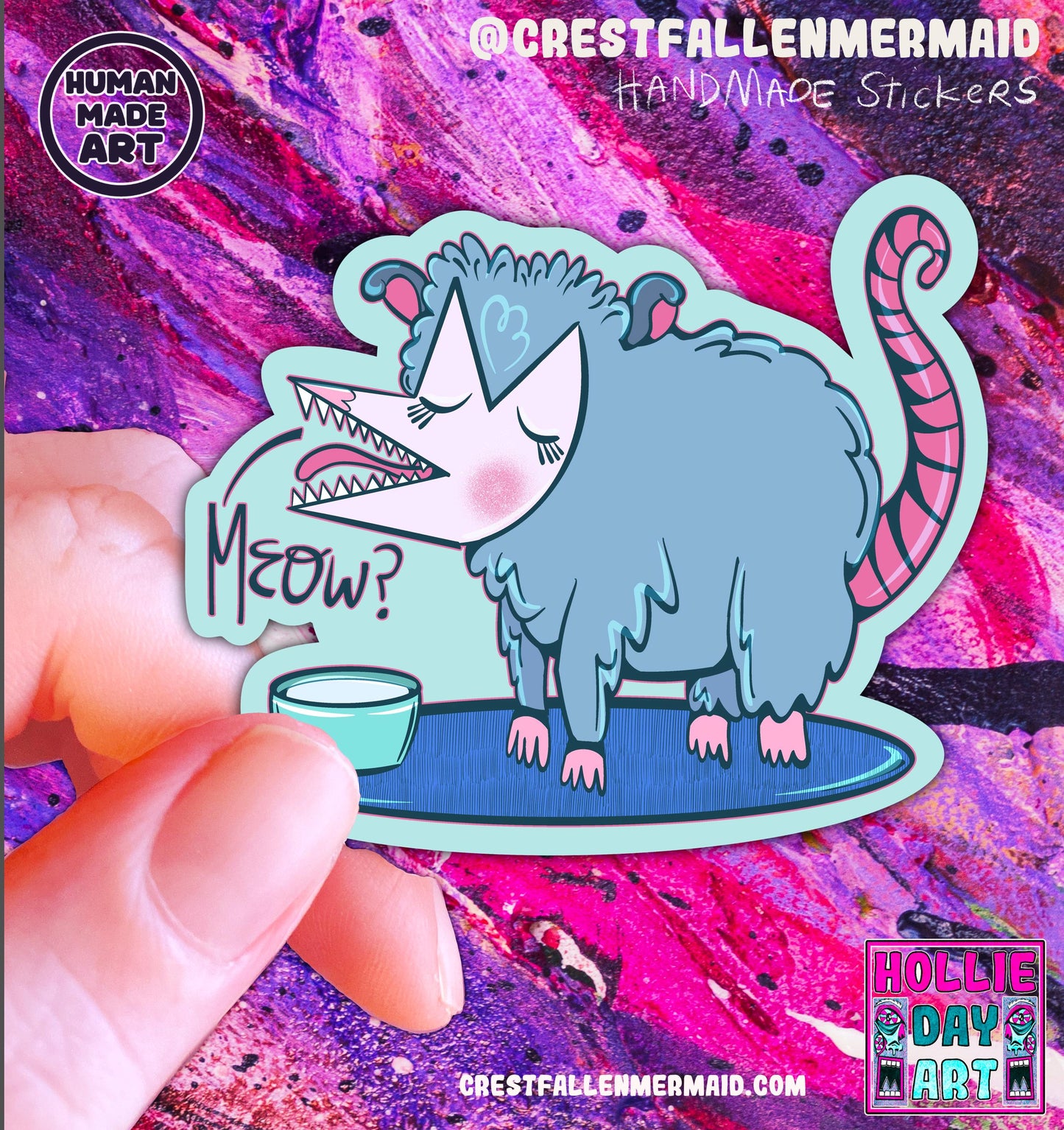Handmade Possum Sticker: Hand-Drawn Animal Art | Hollie Day Artist