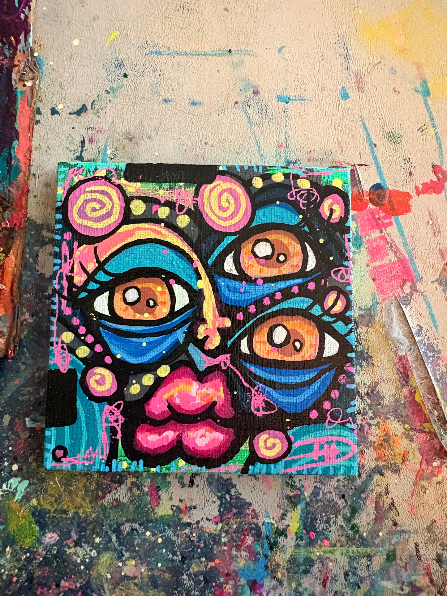 4x4 Mini Canvas Acrylic Painting 004