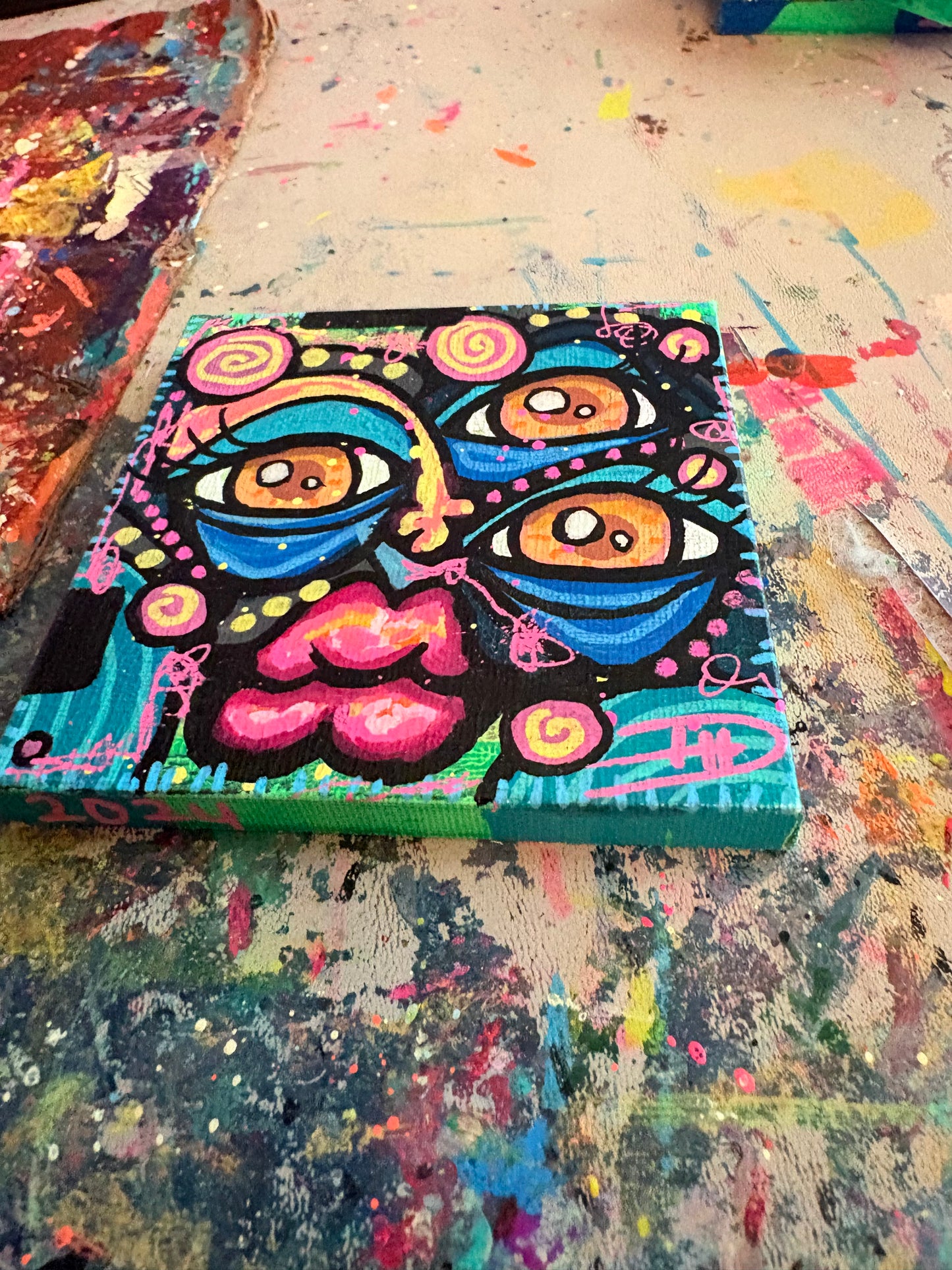 4x4 Mini Canvas Acrylic Painting 004