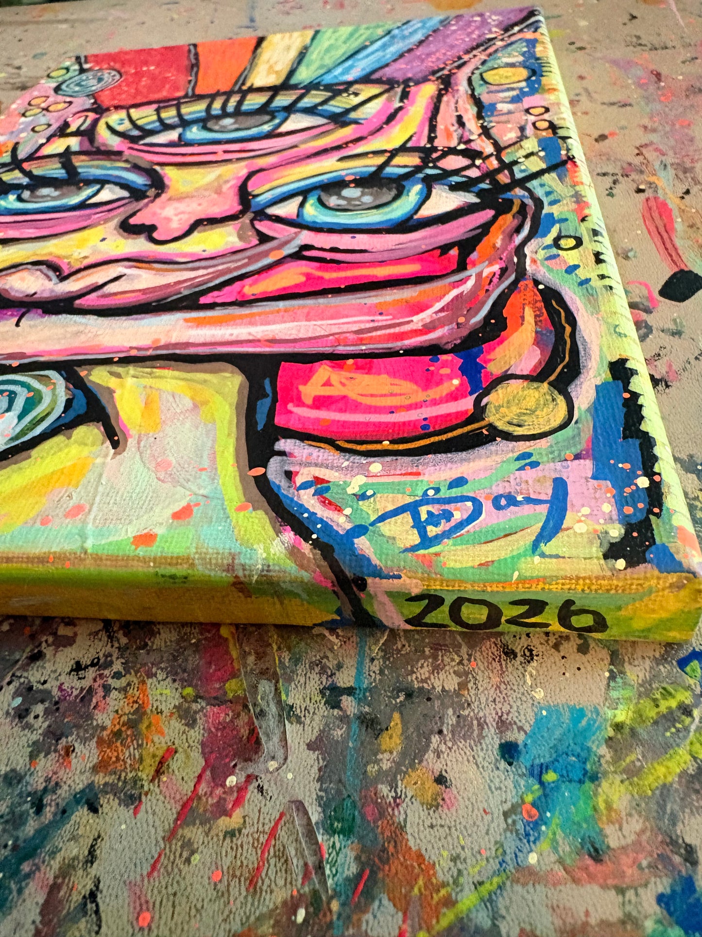 Rainbow Brain II - Original 8x10 Acrylic Painting by Hollie Day