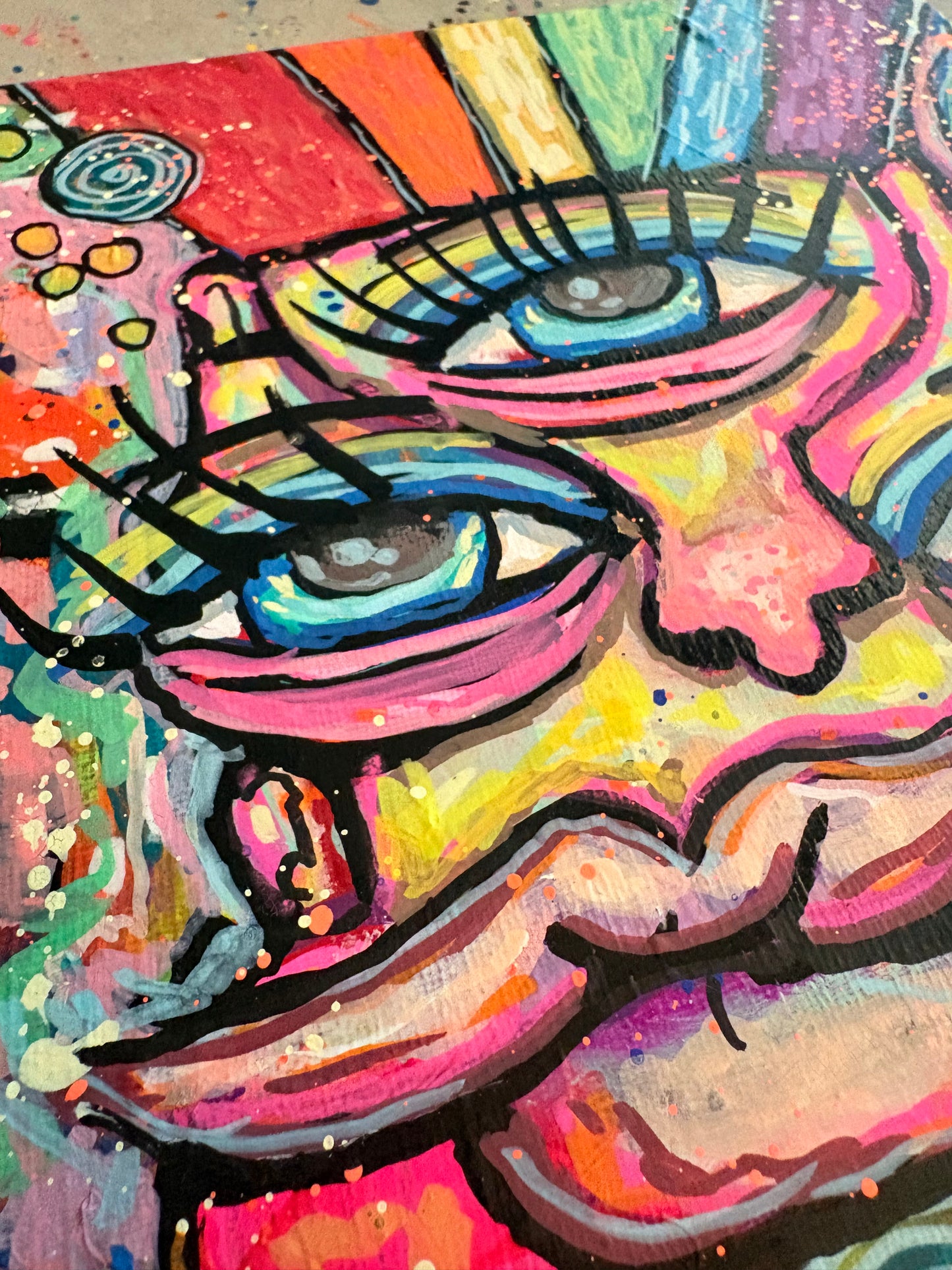 Rainbow Brain II - Original 8x10 Acrylic Painting by Hollie Day