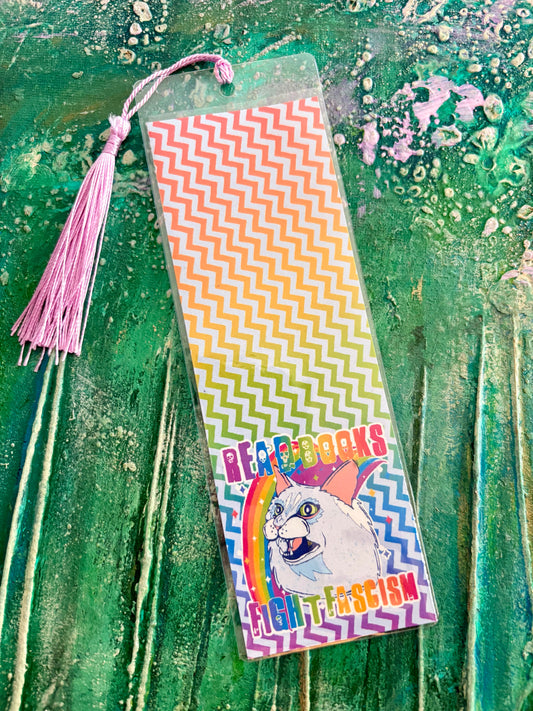 Read Books Fight Fascism Bookmark - Rainbow