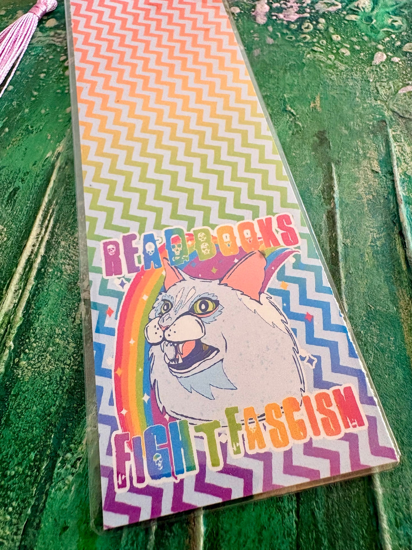 Read Books Fight Fascism Bookmark - Rainbow