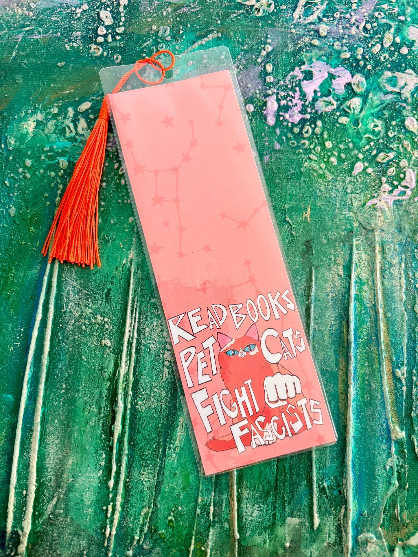 Read Books Pet Cats Fight Fascists Bookmark - ginger cat