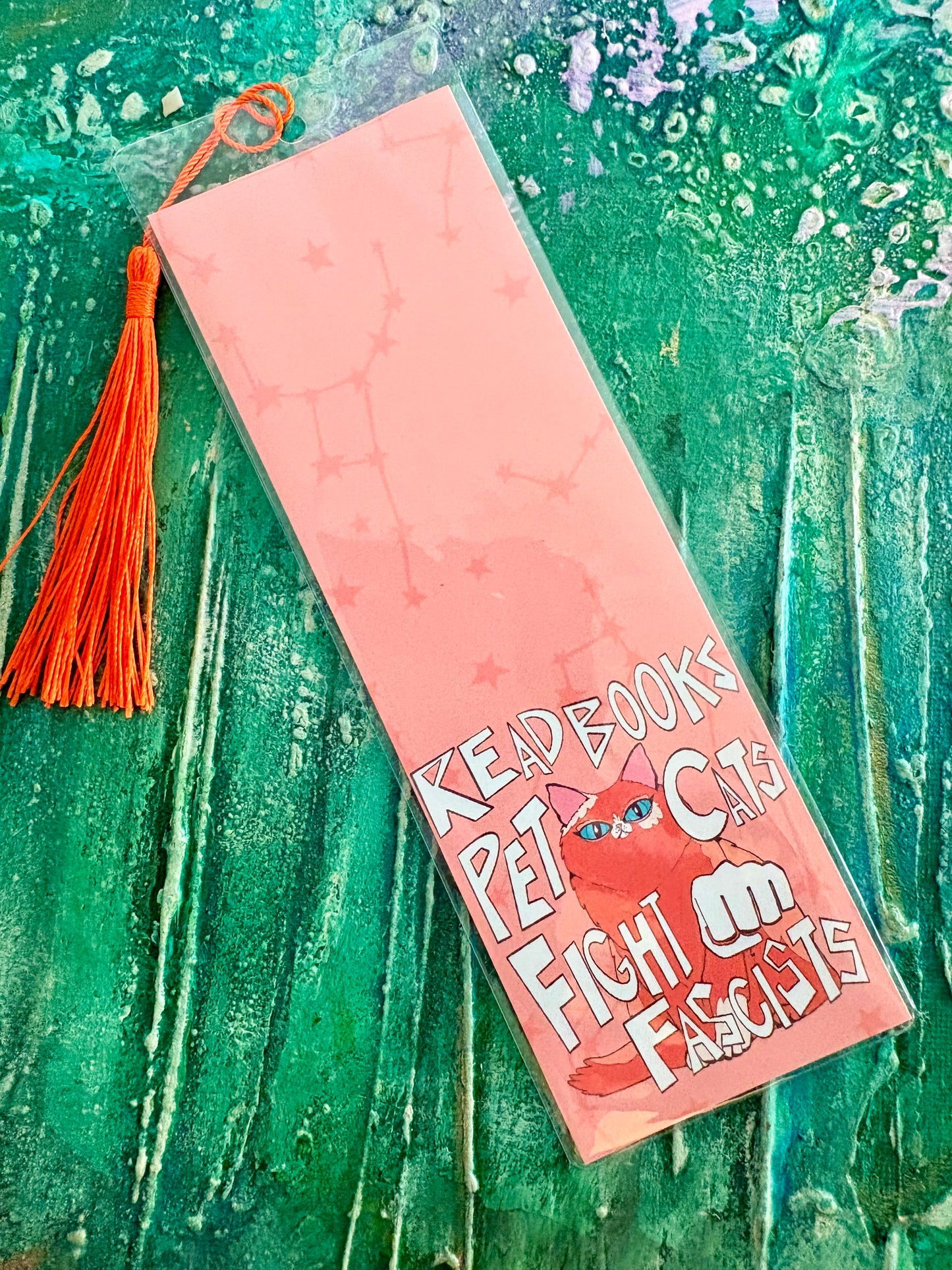Read Books Pet Cats Fight Fascists Bookmark - ginger cat