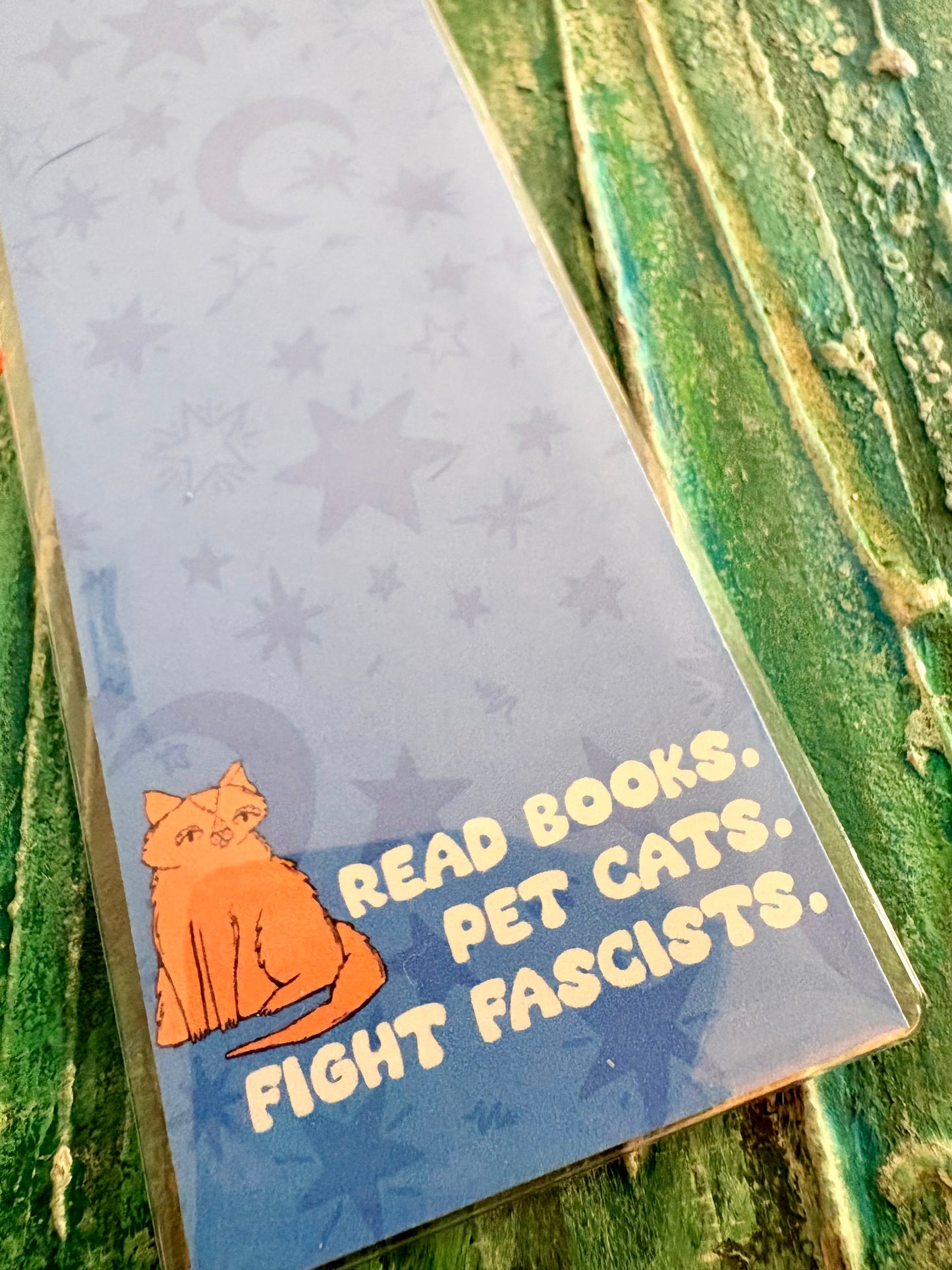 Read Books Pet Cats Fight Fascists Bookmark -orange cat