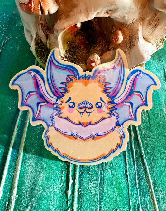 Hand Drawn Lisa Frankie Yellow Bat Sticker