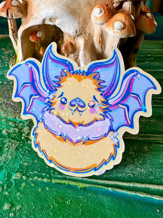 Hand Drawn Lisa Frankie Yellow Bat Sticker