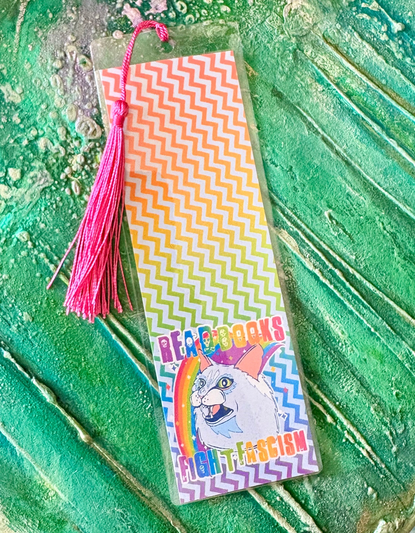 Read Books Fight Fascism Bookmark - Rainbow