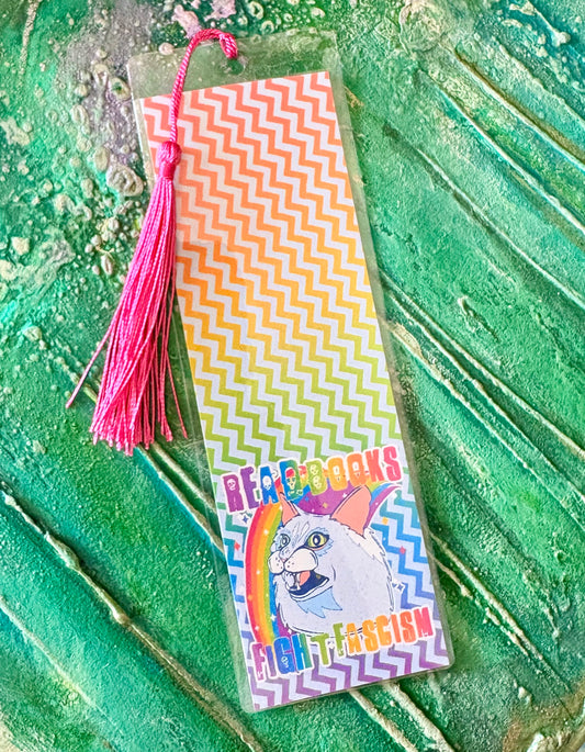 Read Books Fight Fascism Bookmark - Rainbow