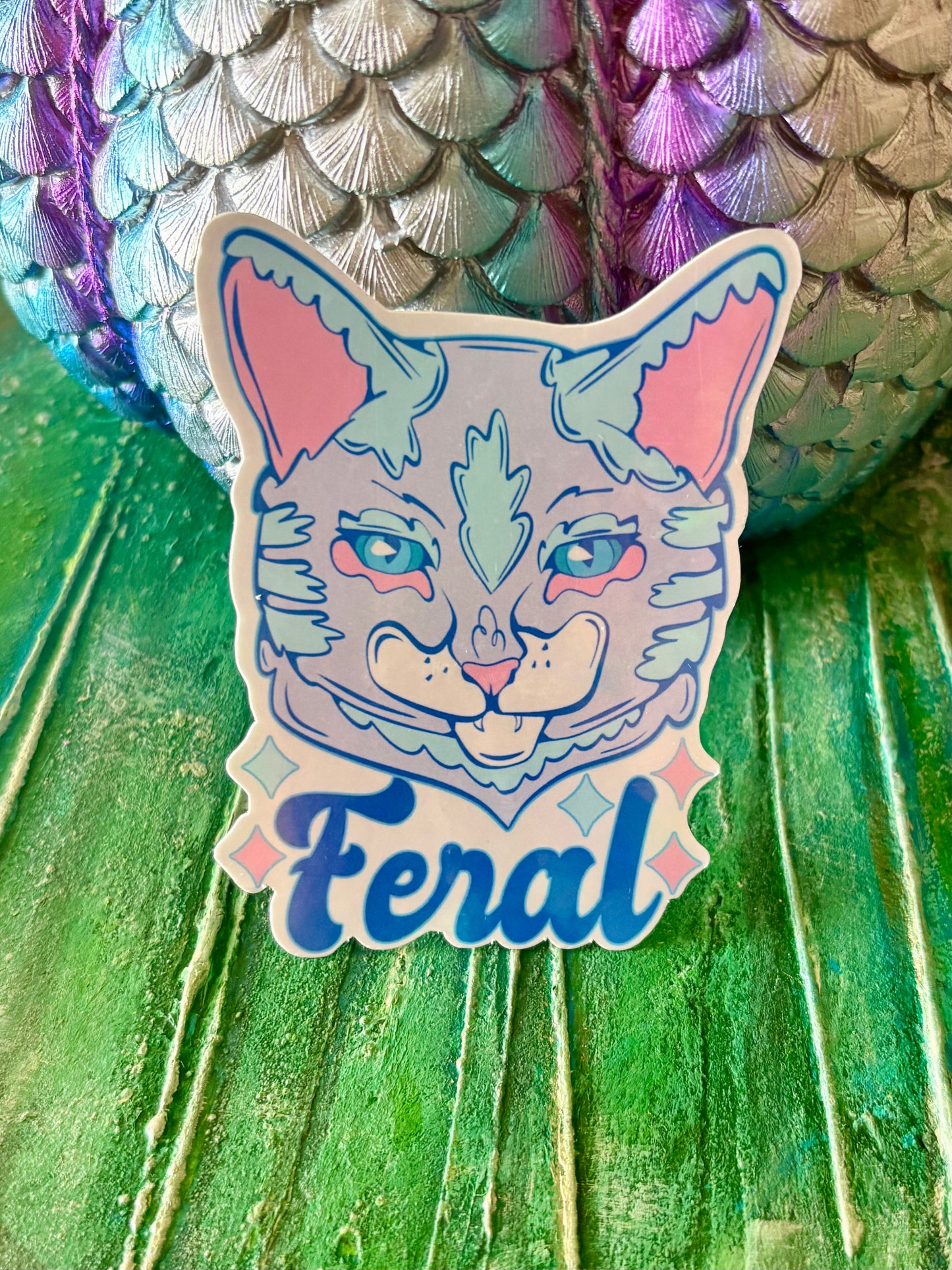 Handmade Feral Cat Sticker (glossy)