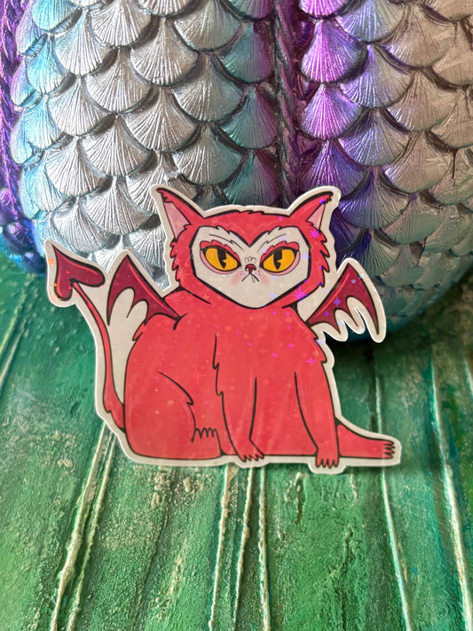 Lil Devil Cat Sticker (sparkly)