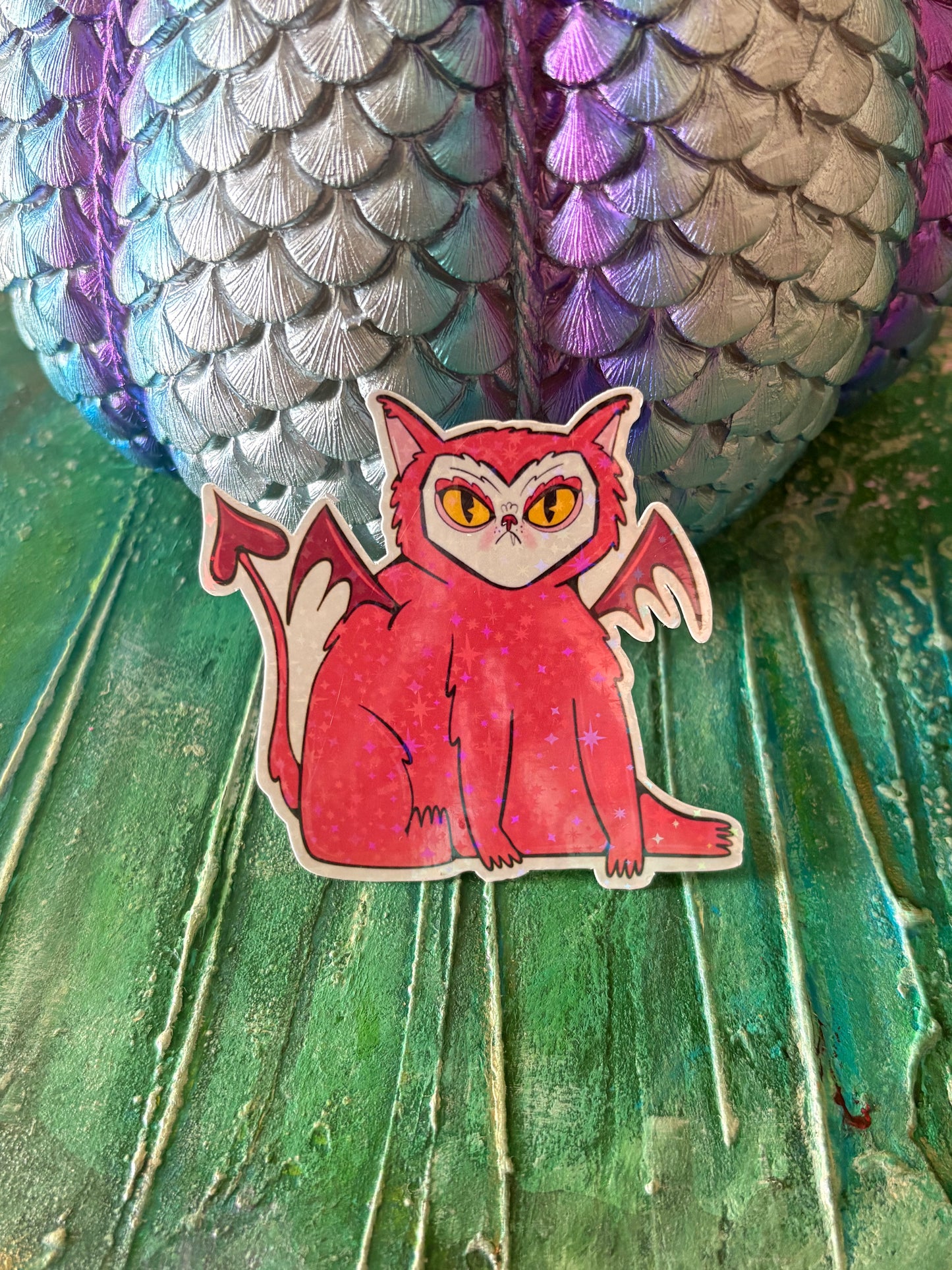 Lil Devil Cat Sticker (sparkly)