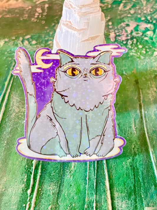 Frankenfloof Cat Sticker (sparkly)