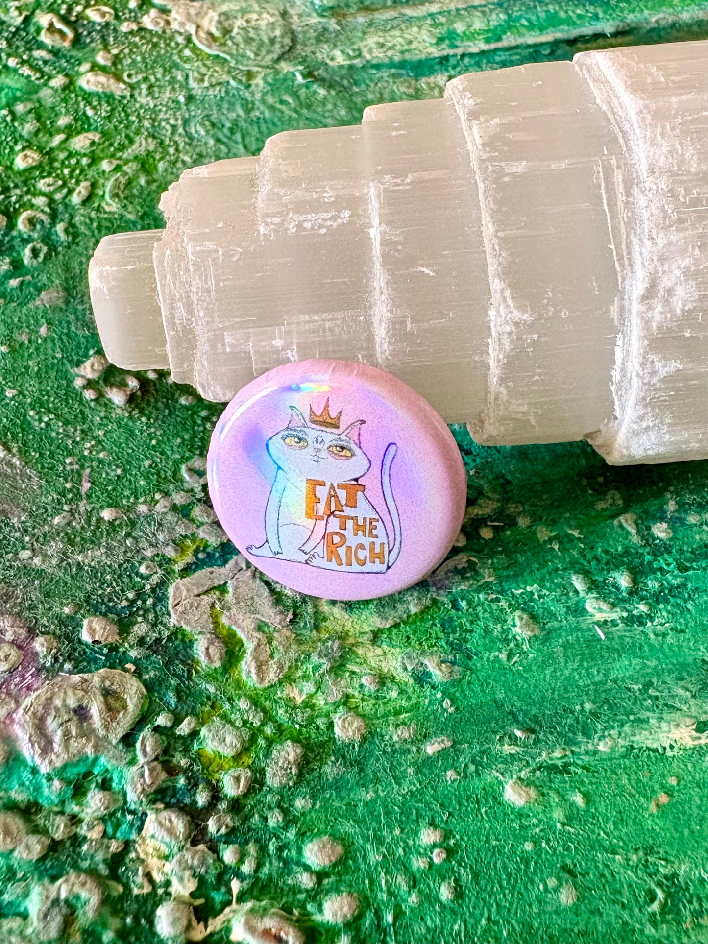 Eat the Rich Cat Button