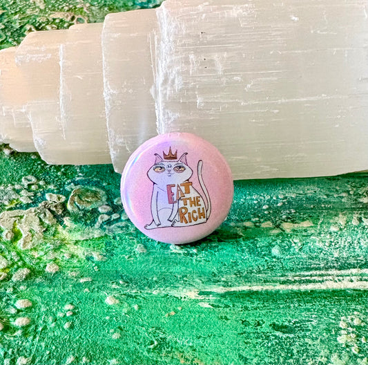 Eat the Rich Cat Button