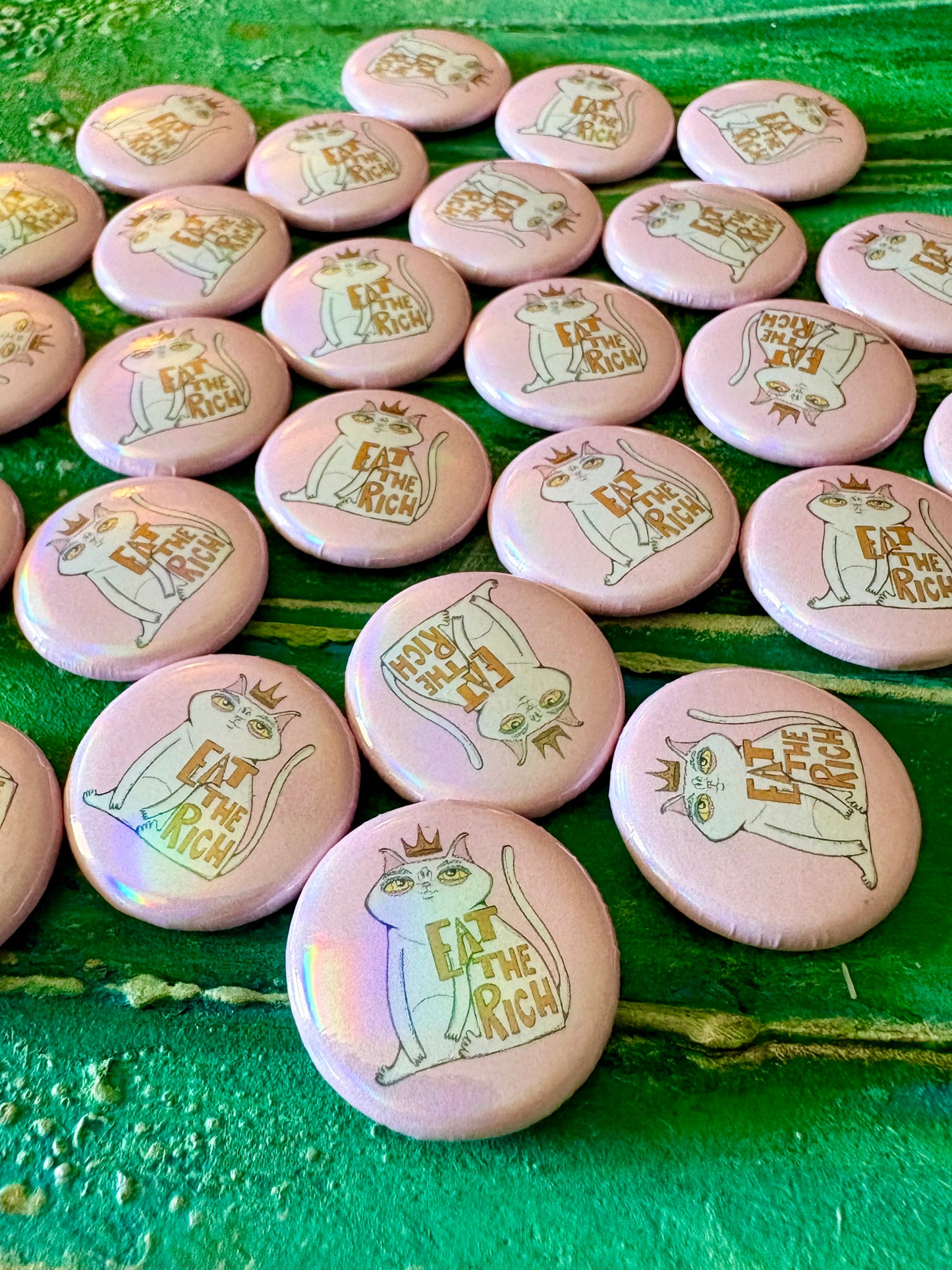 Eat the Rich Cat Button
