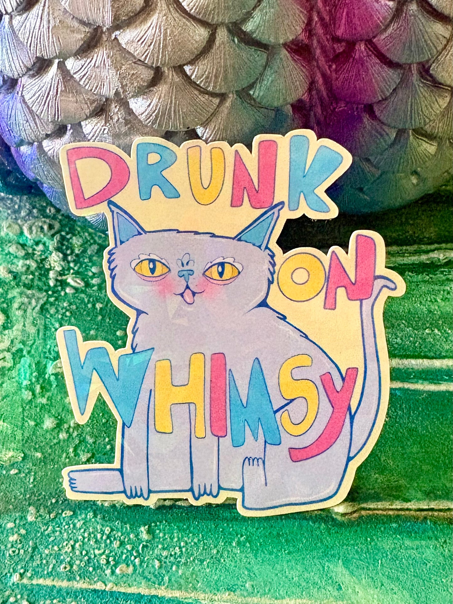 Hand Drawn Cat Sticker - Drunk On Whimsy Cat