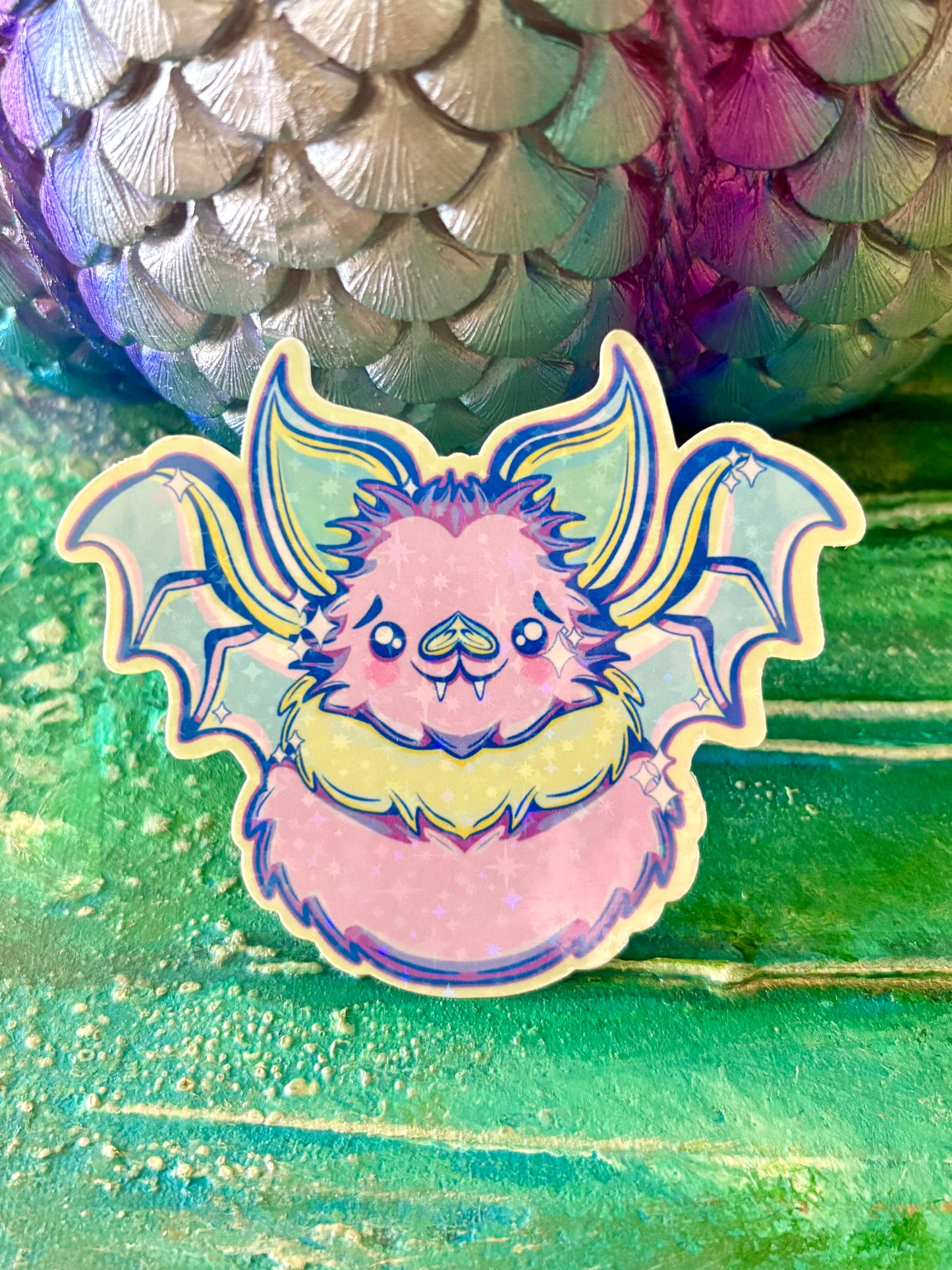 Hand Drawn Lisa Frankie Purple Bat Sticker