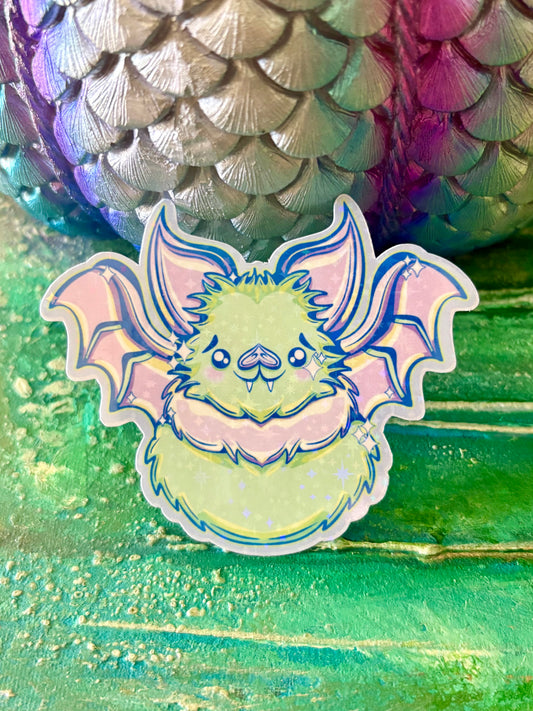 Hand Drawn Lisa Frankie Green Bat Sticker