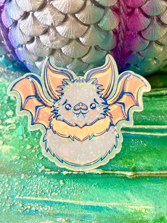 Hand Drawn Lisa Frankie Lavender Rainbow Bat Sticker