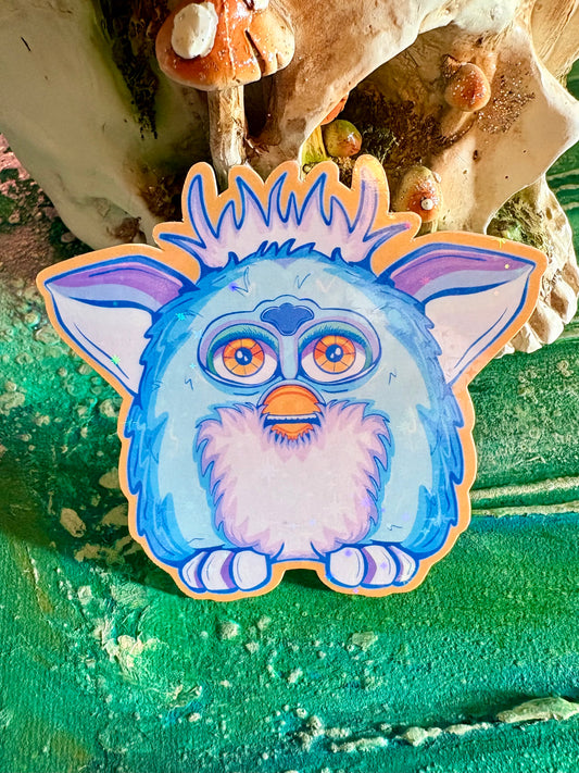 Hand Drawn Furby Sticker - blue furbs