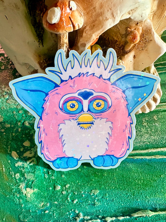 Hand Drawn Furby Sticker - pink furbs