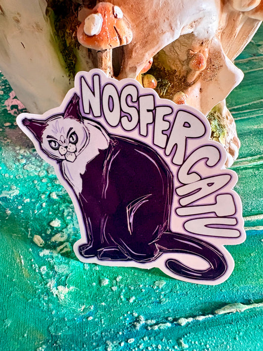 Hand Drawn Cat Sticker - Halloween Nosfercatu Vampire Cat