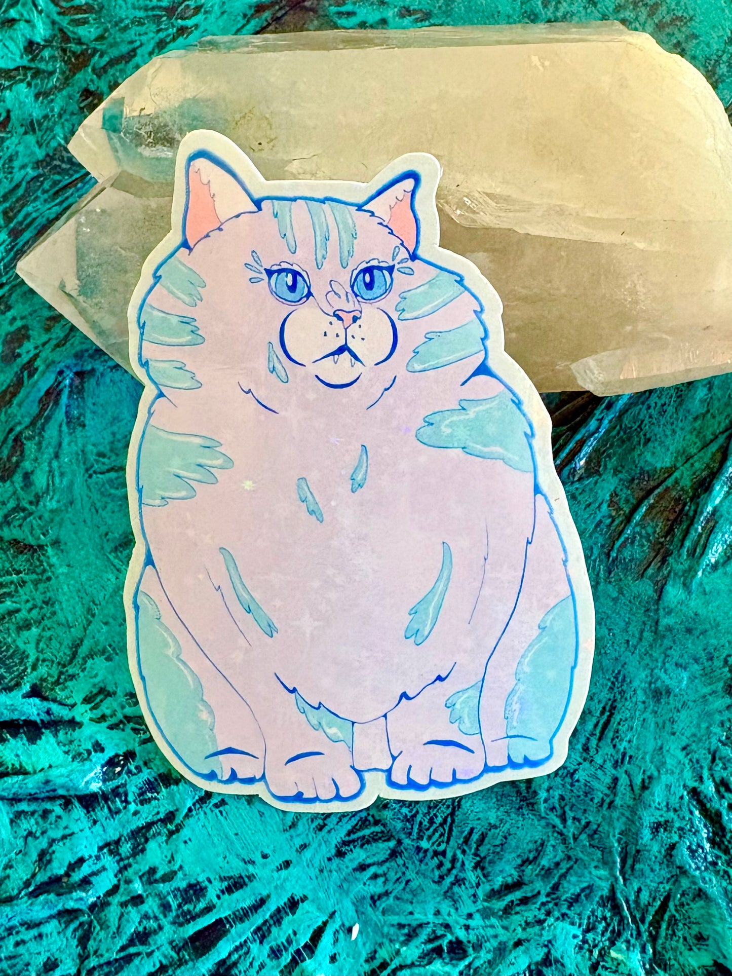 Handmade Chonky Lavender Cat Sticker