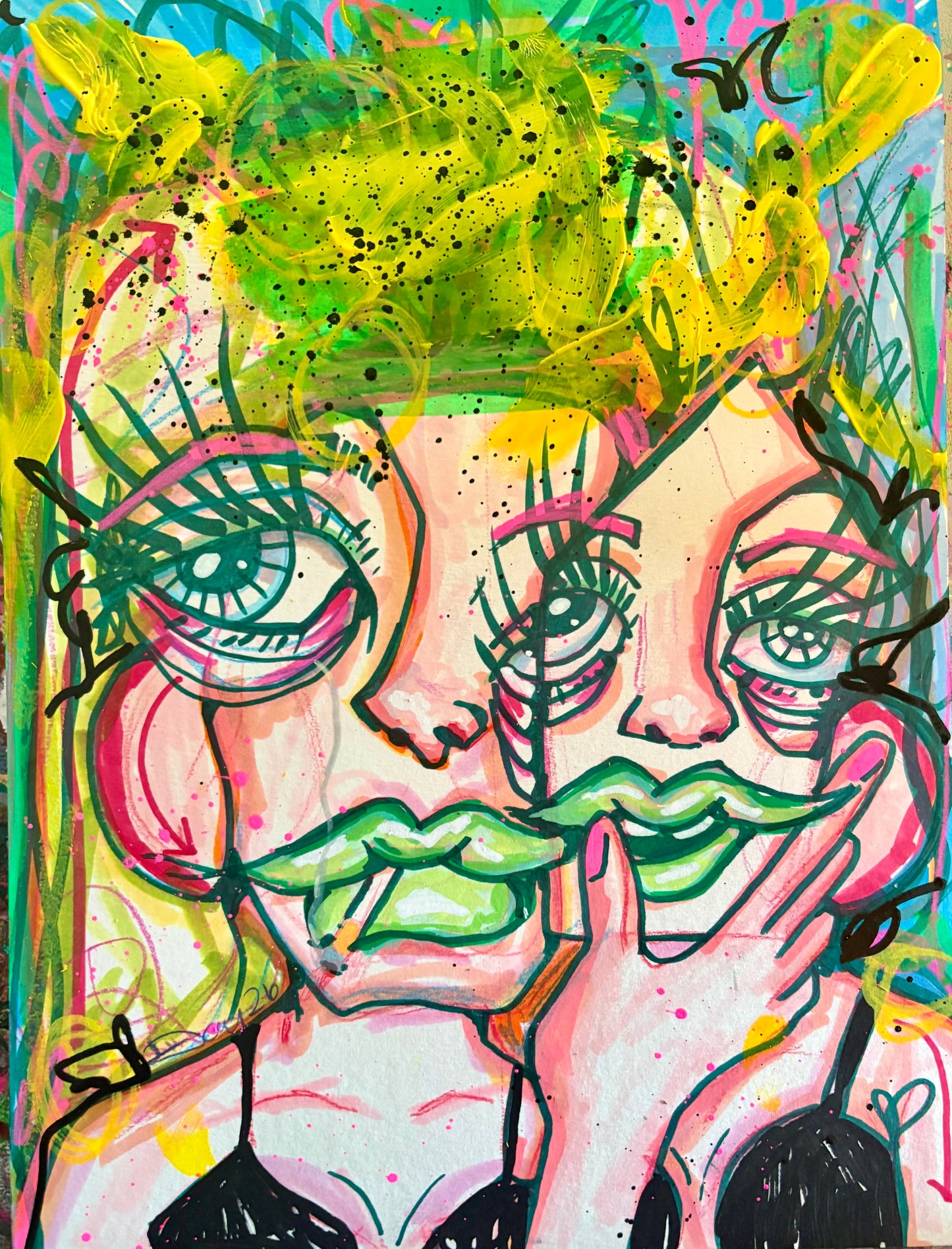 9x12 Mixed Media Abstract Cubism Art on Watercolor Paper  - ‘is it art or is it chaos?’