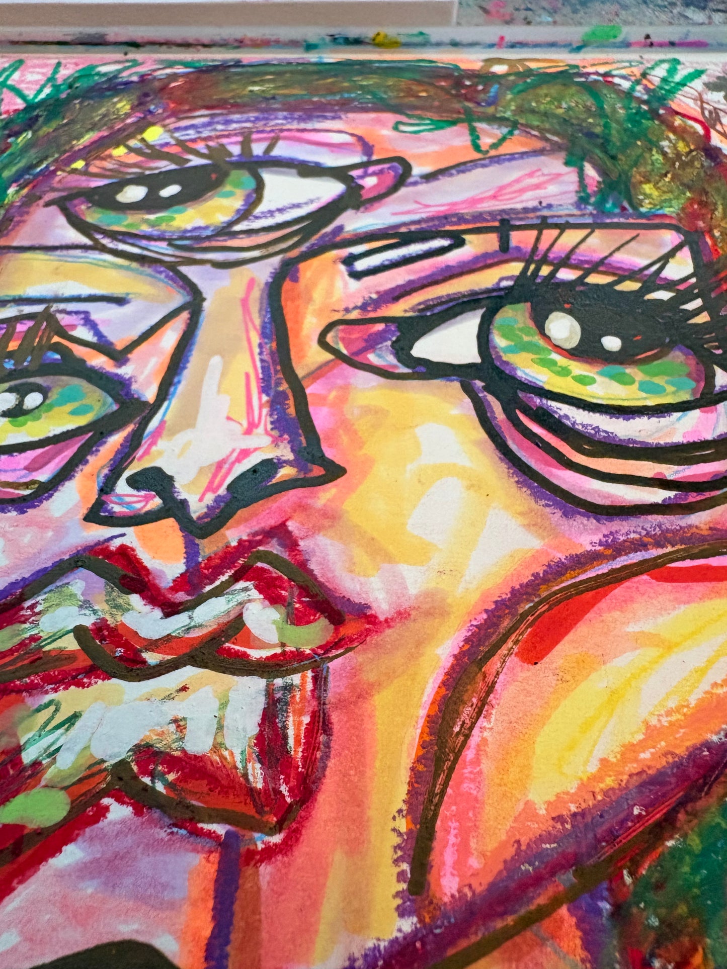 9x12 Mixed Media Abstract Cubism Art on Watercolor Paper  - Helena