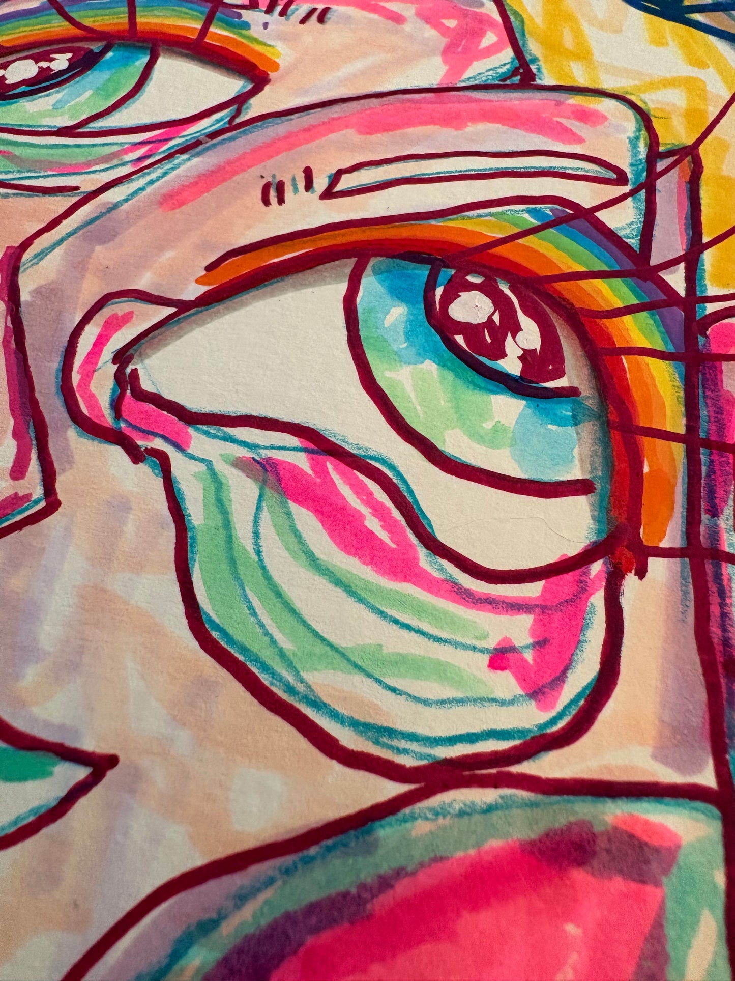 9x12 Mixed Media Abstract Cubism Art on Watercolor Paper  - Heather