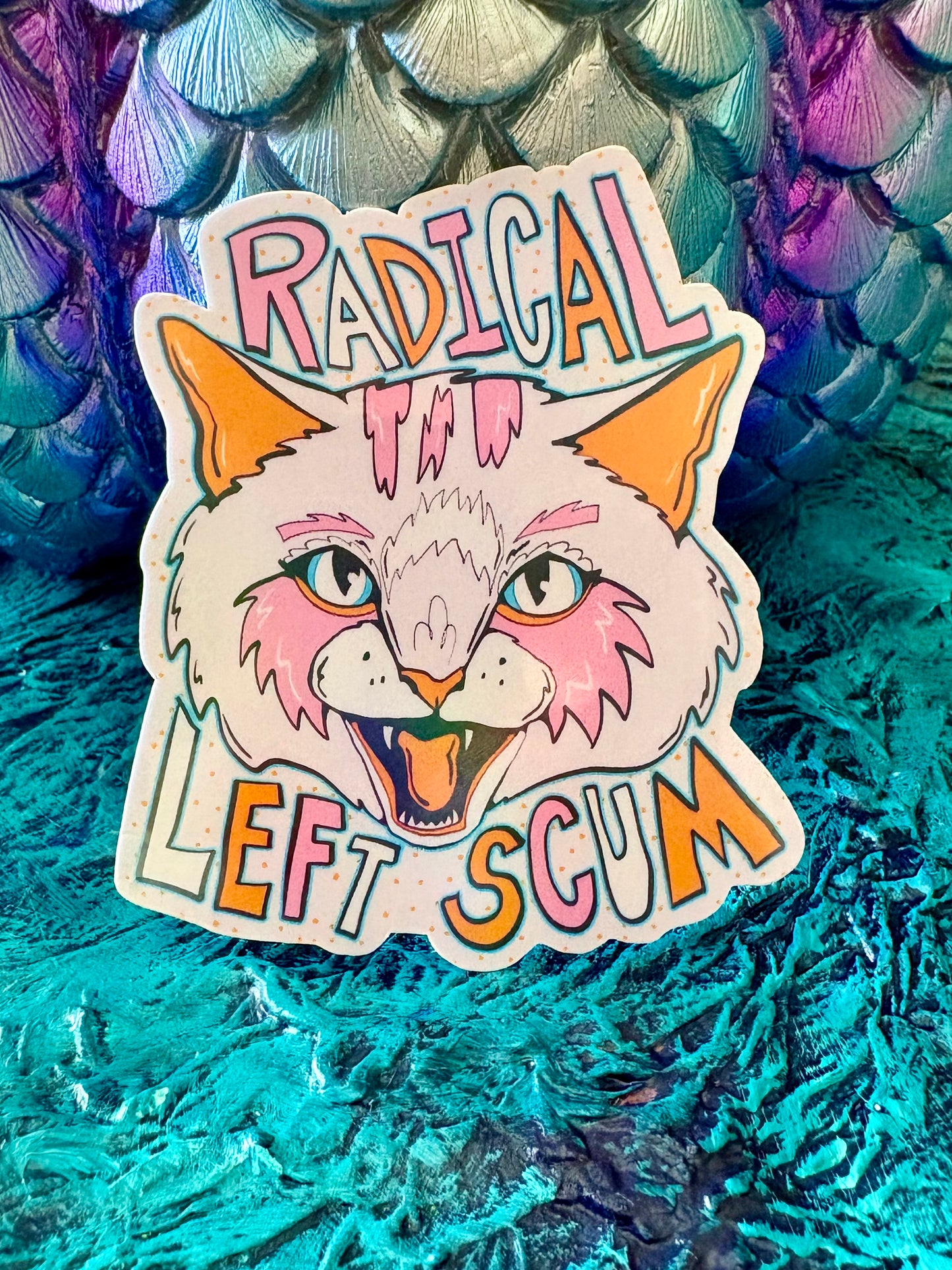 Handmade Radical Left Scum Cat Sticker