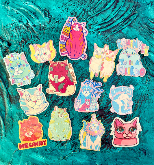 Curious Cats Two Mini Stickers