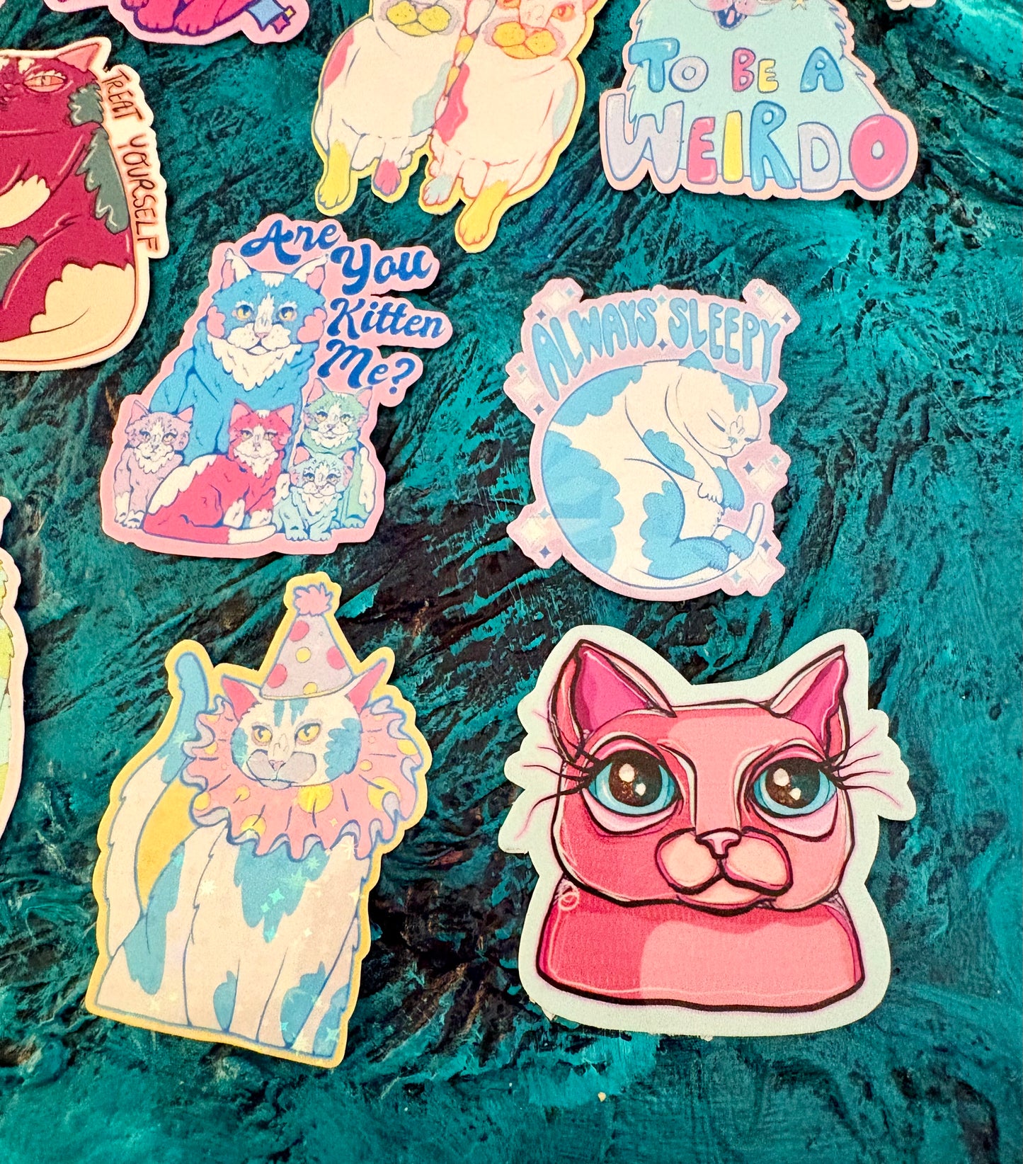 Curious Cats Two Mini Stickers