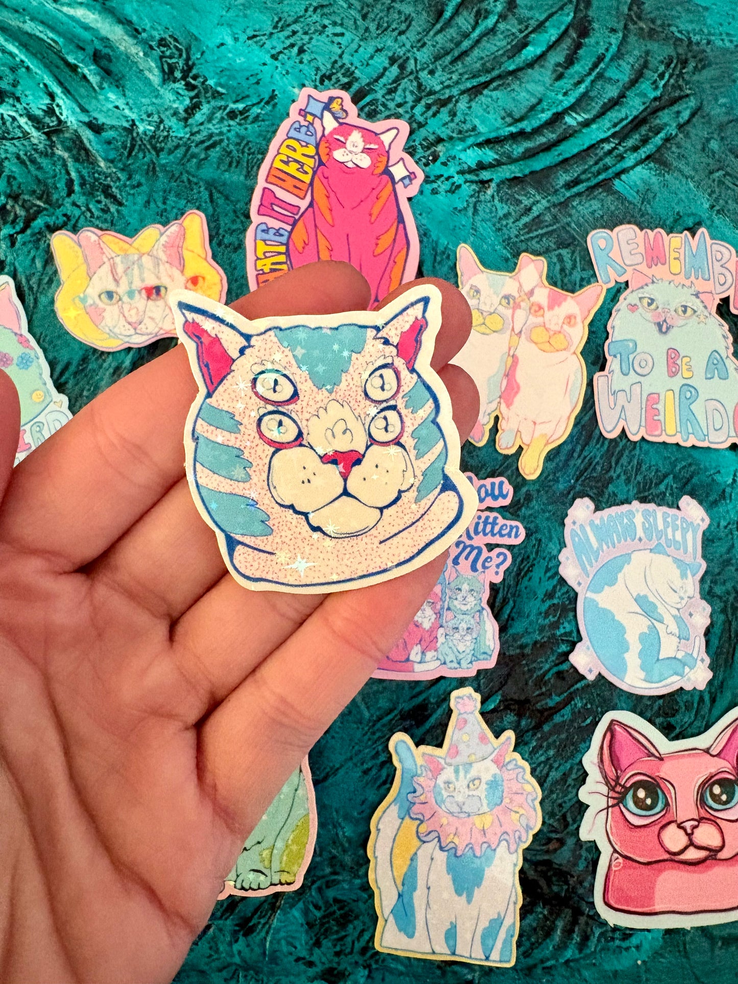 Curious Cats Two Mini Stickers