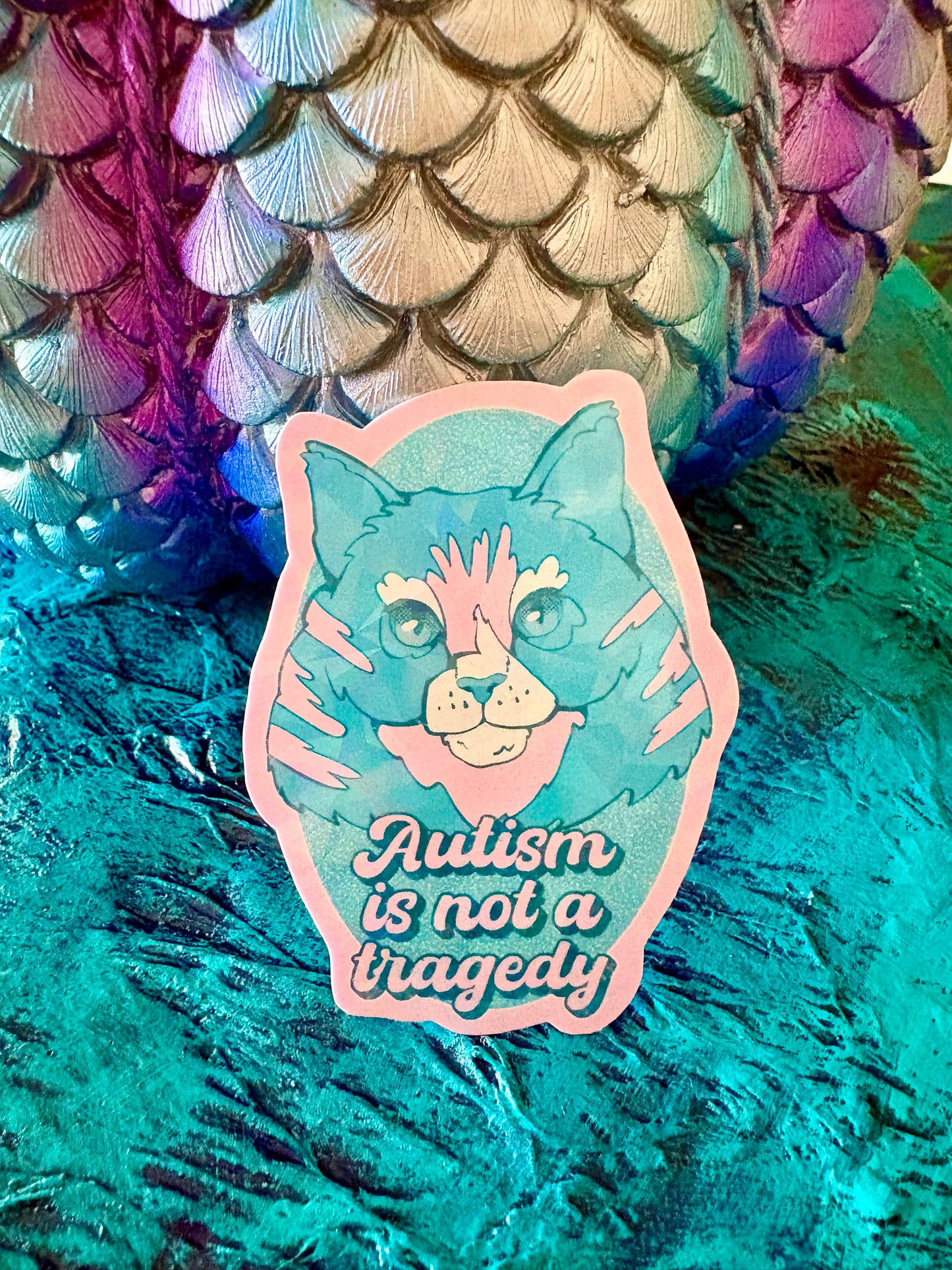 New Autism Is Not a Tragedy Cat Sticker