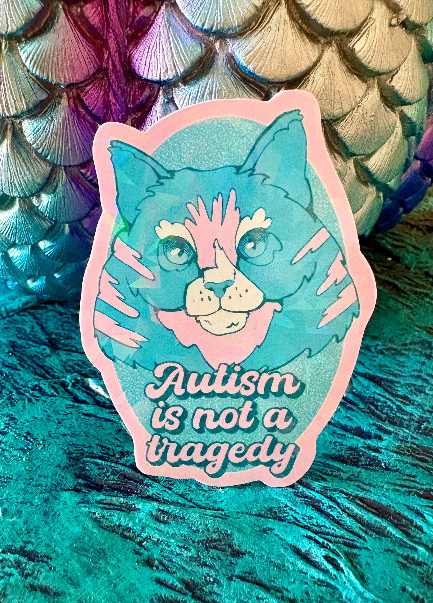 New Autism Is Not a Tragedy Cat Sticker