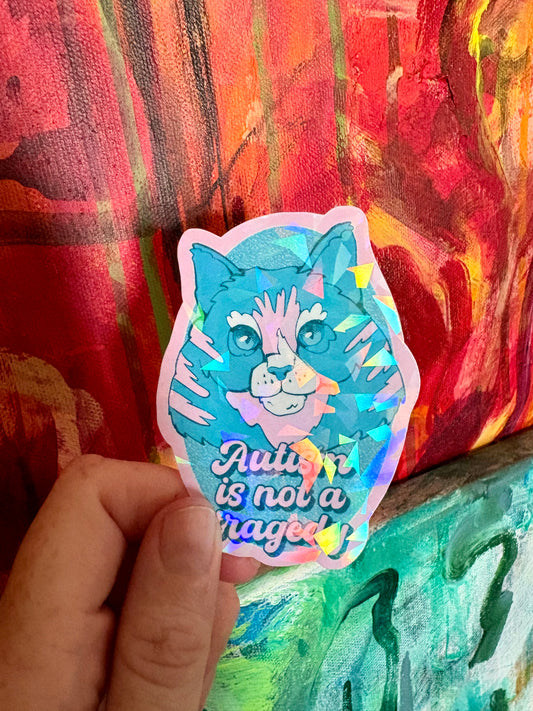 New Autism Is Not a Tragedy Cat Sticker