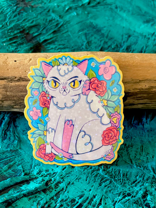 Floral Cat Sticker