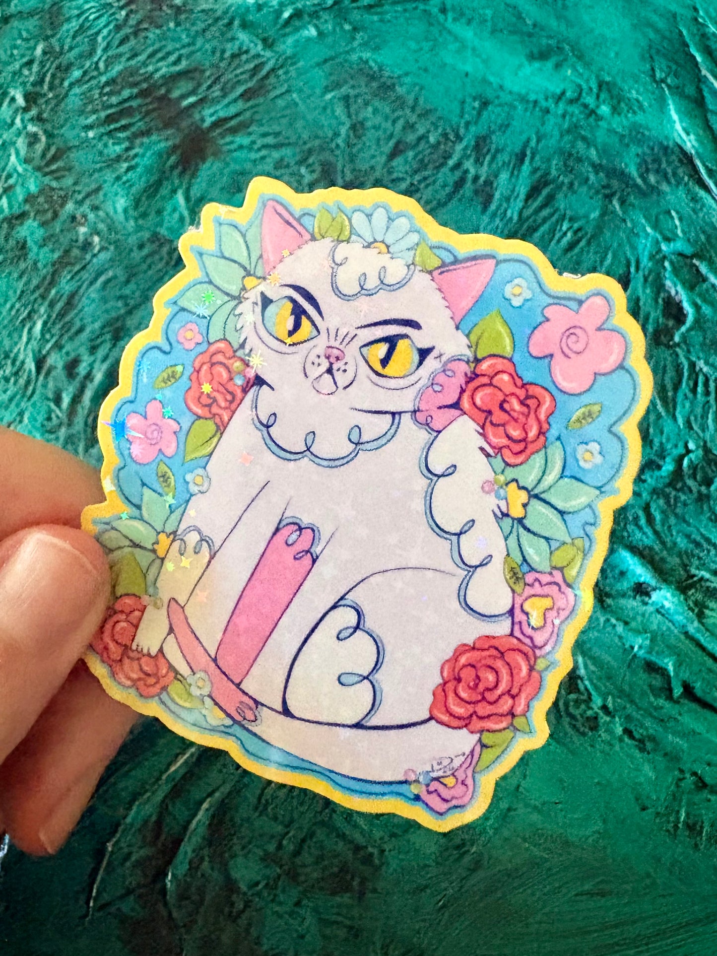 Floral Cat Sticker