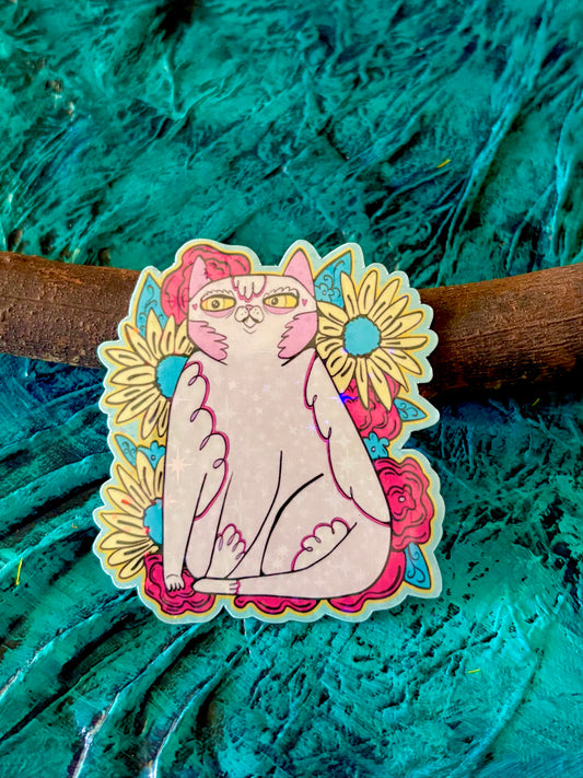 Floral Cat Sticker 2