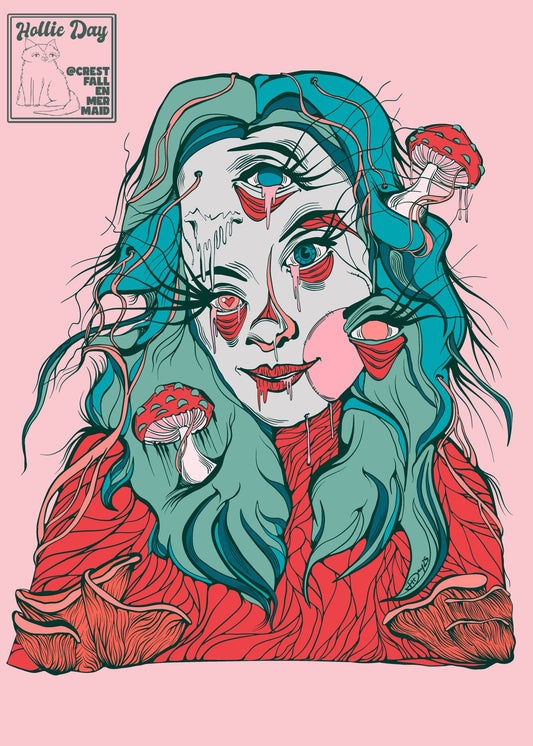 5x7 Signed Print Mushroom Girl