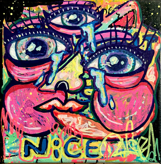 We Can’t Have Anything Nice 8x8 Canvas Acrylic Painting