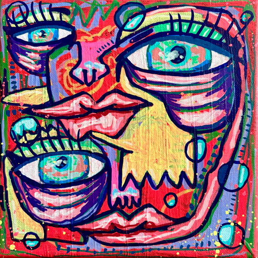 Vibrant Decay 8x8 Canvas Acrylic Painting