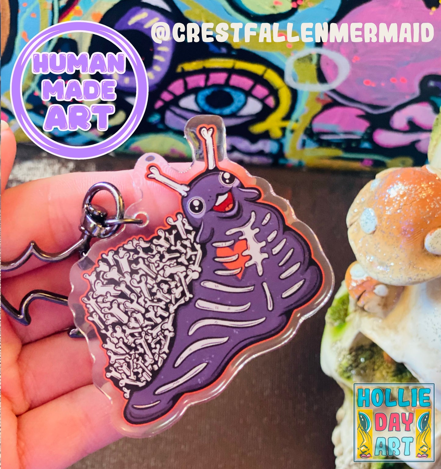 Bones Boi - Skeleton Snail Keychain