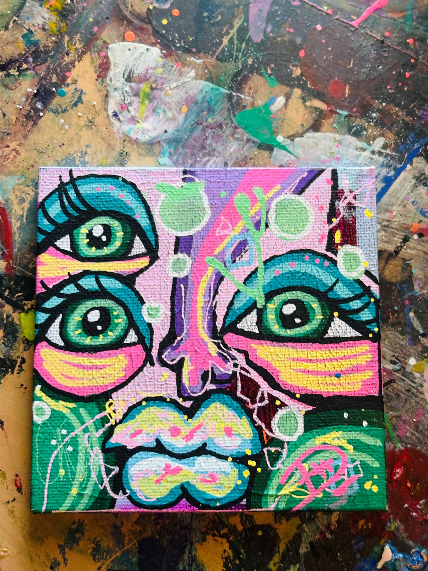 4x4 Mini Canvas Acrylic Painting 013